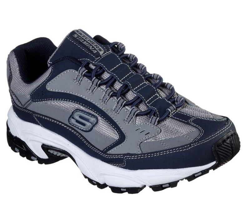 Skechers Herr Marinblå/Grå Slip On - Stamina - Woodmer - Sverige (OXMTK-9816)